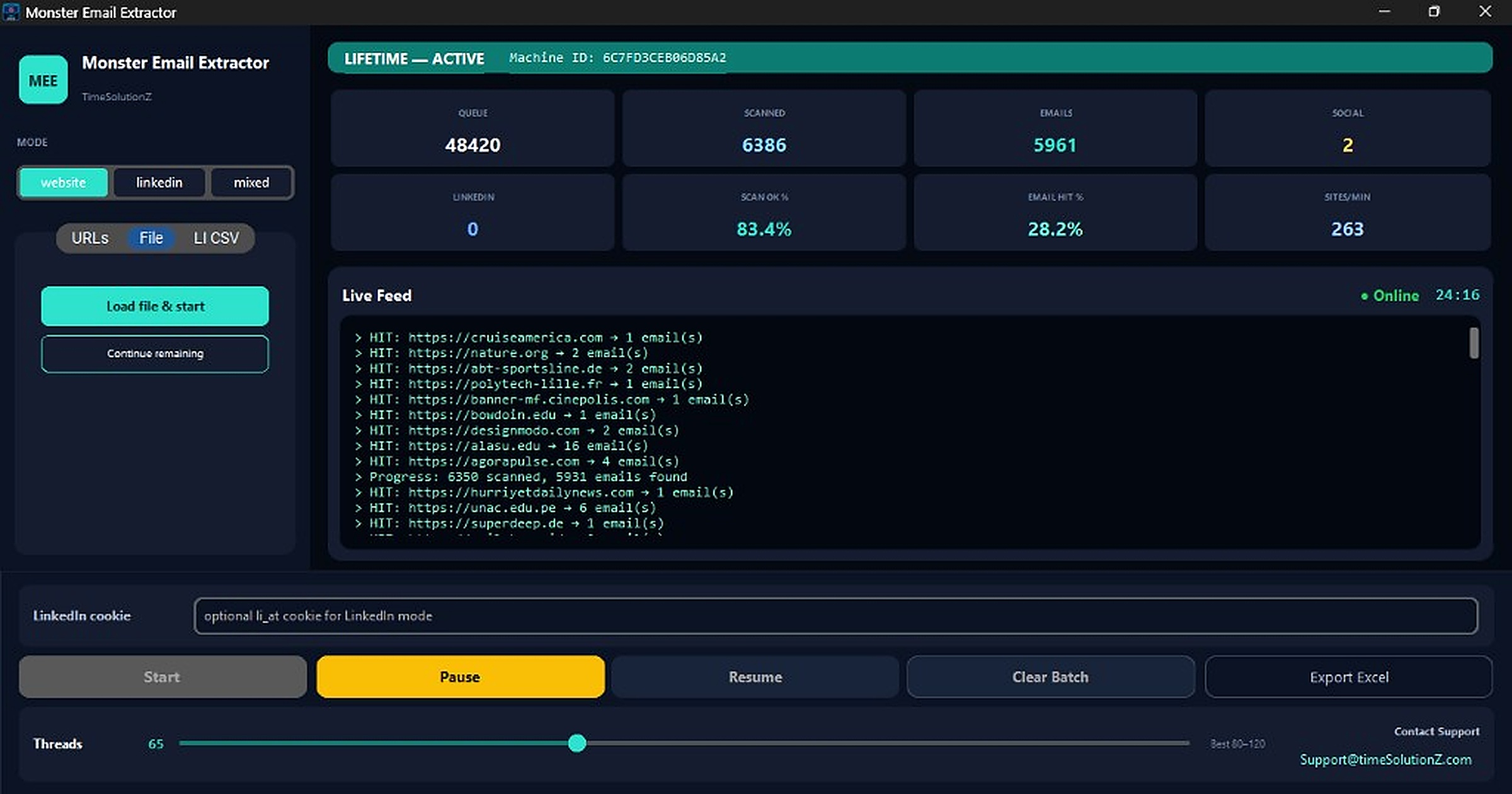 Monster Email Extractor software screenshot